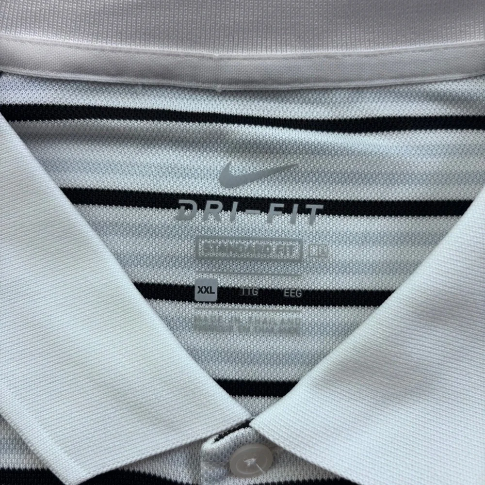 Nike Mens Adelphi University Dri-FIT Striped Golf Polo Shirt White Size XXL NWT